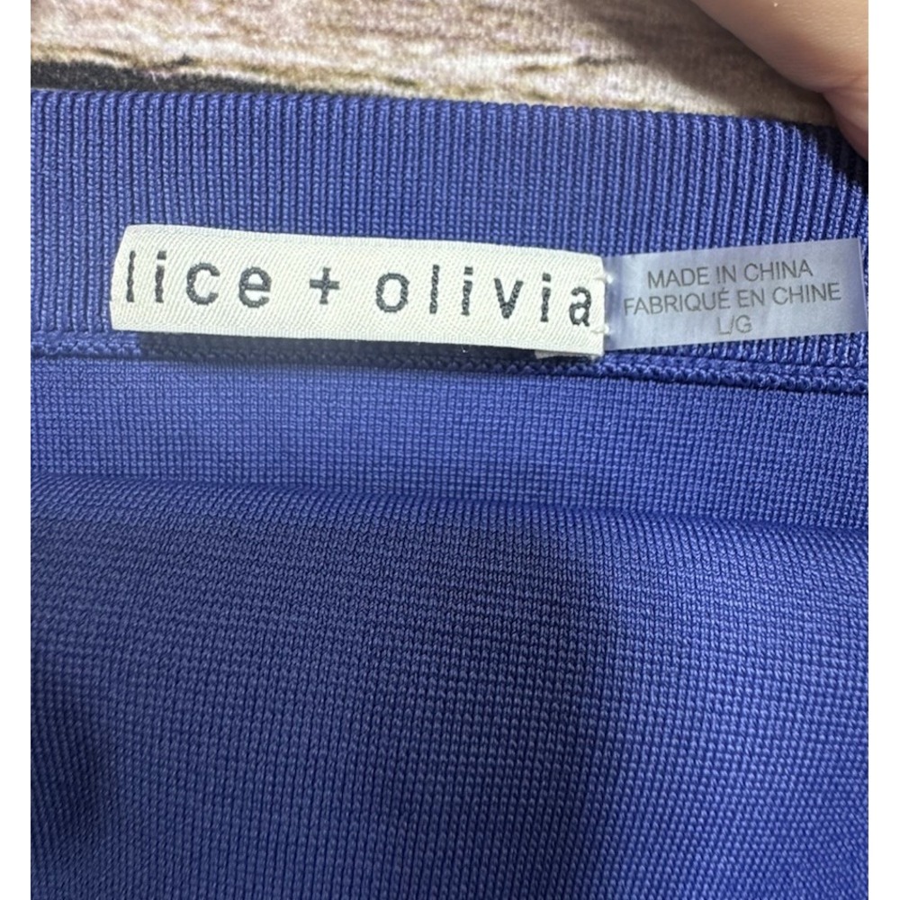 Alice + Olivia Dandi Knit Tank Indigo Blue Engraved Gold Buttons Large - Picture 5 of 6
